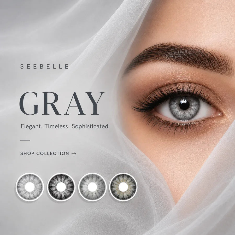 Gray colored contact lenses collection