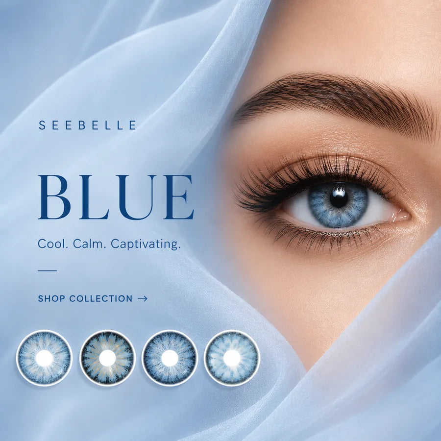 Blue colored contact lenses collection