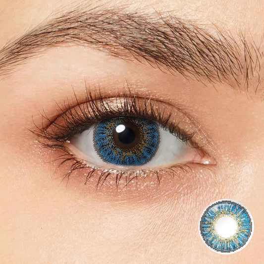 Seebelle True Sapphire 3-Tone colored contact lens - yearly deep blue eye color