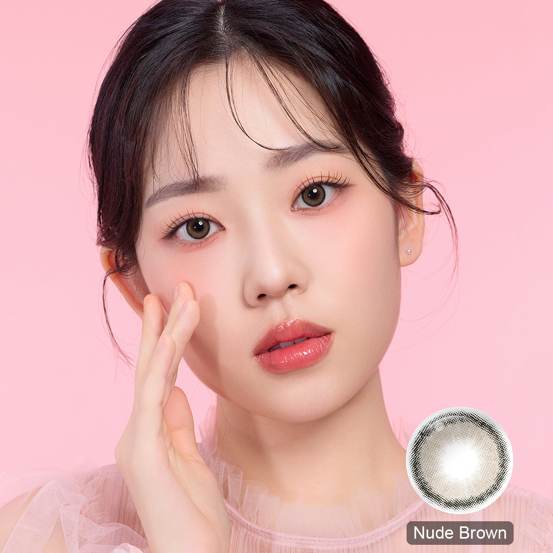 Seebelle Nude Brown Roze prescription colored contact lens - 6 month corrective nude brown eye color