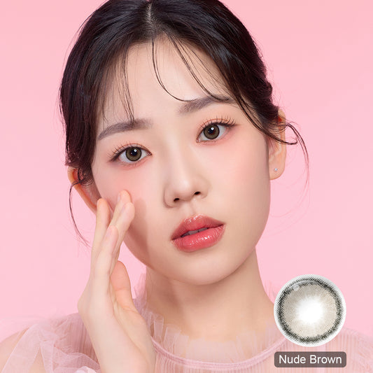 Seebelle Nude Brown Roze prescription colored contact lens - 6 month corrective nude brown eye color