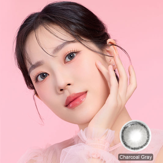 Seebelle Charcoal Gray Roze prescription colored contact lens - 6 month corrective dark grey eye color