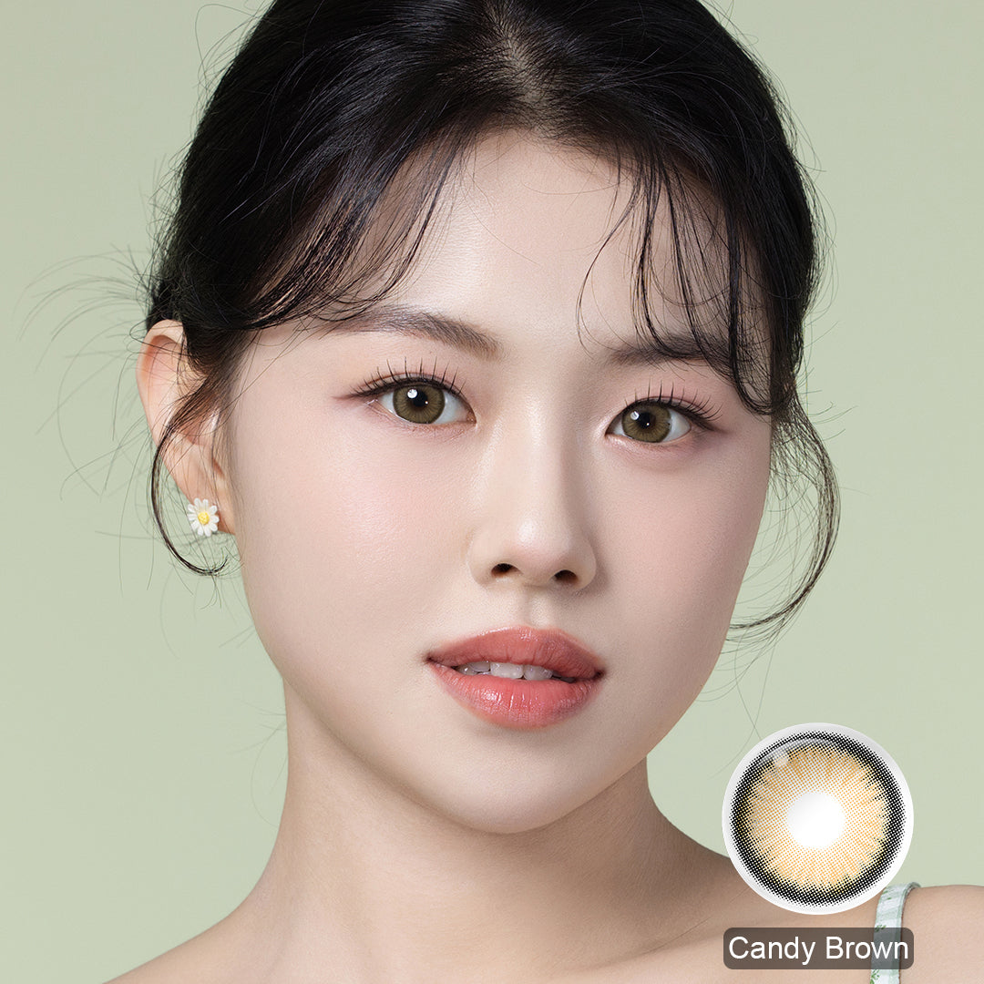 Seebelle Candy Brown Diamond N prescription colored contact lens - 6 month corrective sweet brown eye color