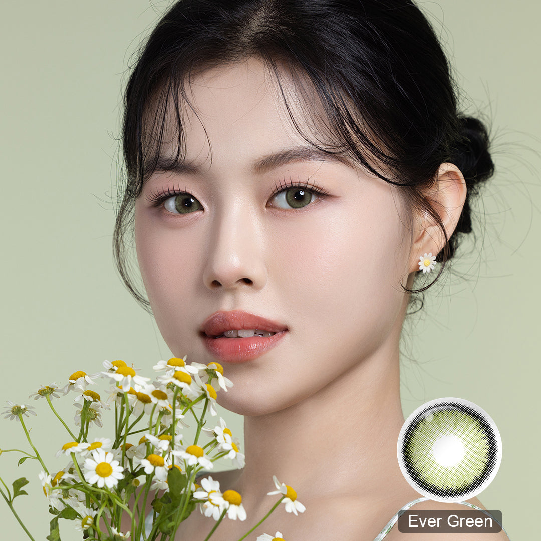 Seebelle Ever Green Diamond N prescription colored contact lens - 6 month corrective green eye color
