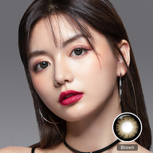 Seebelle Brown Supersize prescription colored contact lens - 6 month corrective enlarging brown eye color