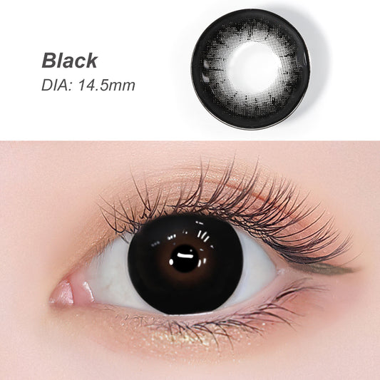 Seebelle Black Supersize prescription colored contact lens - 6 month corrective enlarging black eye color