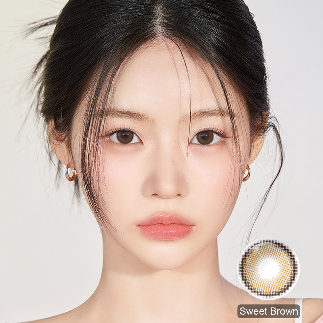 Seebelle Sweet Brown LUNA prescription colored contact lens - 6 month corrective sweet brown eye color