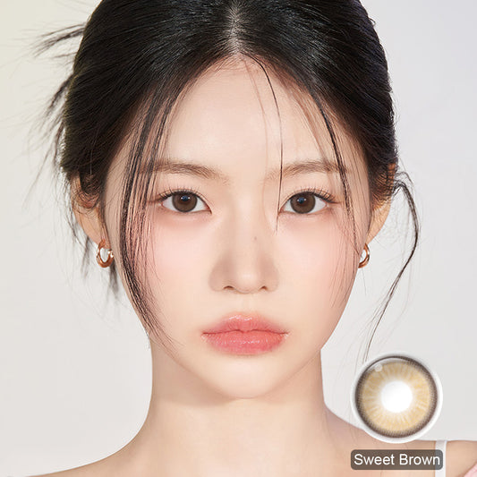 Seebelle Sweet Brown LUNA prescription colored contact lens - 6 month corrective sweet brown eye color