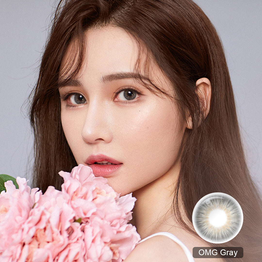 Seebelle Gray OMG prescription colored contact lens - 6 month corrective grey eye color