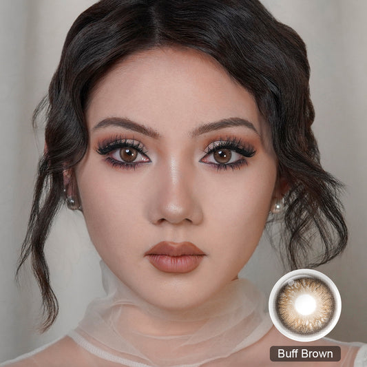 Seebelle Buff Brown Blush Girl prescription colored contact lens - 6 month corrective soft brown eye color
