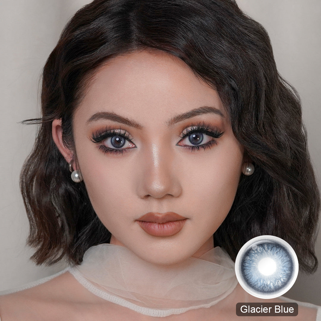 Seebelle Glacier Blue Blush Girl prescription colored contact lens - 6 month corrective blue eye color